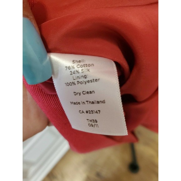 Talbots Women Solid Red Cotton Round Neck Sleeveless Knee Length Dress Size 14P - Picture 11 of 12